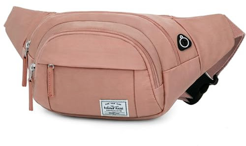 Wind Took Bauchtasche Gürteltasche Brusttasche Stylisch groß Hüfttasche Sport Handytasche mit Kopfhörer Port für Reise Wanderung Outdoor Running, Damen,35×7.5×15cm New-rosa