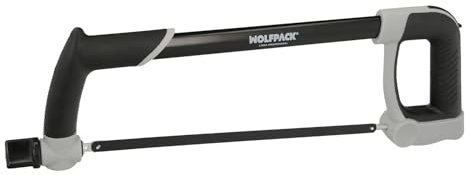 WOLFPACK LINEA PROFESIONAL Arco Sierra Acero Con Doble Empuñadura Engomada, Angulo Corte Ajustable. Corta Acero, Aluminio, Madera, Plastico, Cobre