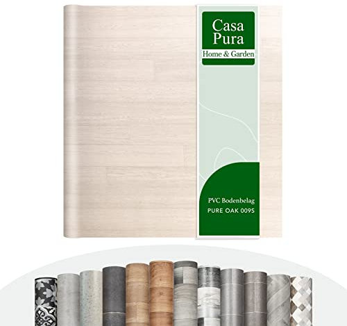 Vinyl Flooring Rolls by The Metre | Wood Effect, Tile Effect, Stone Effect PVC Flooring, Cushion Lino Floor Covering for Kitchen, Bathroom, Living Room (Pure Oak 009S, 100 x 100 cm)