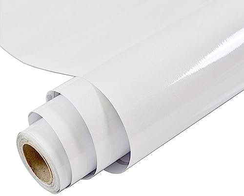 MOCNT Glossy Self Adhesive Wallpaper 80cm x 5m Sticky Back Vinyl Wrap Cabinets Kitchen Sticker Waterproof Oilproof Furniture Stickers Removable Vinyl Film Cover Wardrobe White