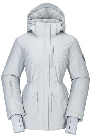 OutPro Damen Winterjacke Skijacke - Outdoor Softshelljacke Warm Damen - Funktionsjacke mit Abnehmbarer Kapuze