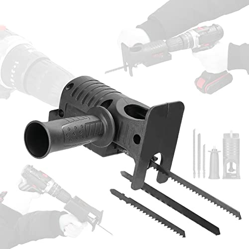 Electric Drill Modified to Electric Saws Accessory Modification Tool Kit Electric Reciprocating Saws Drill to Jig Saws Portable Woodworking Cutting Utility Tool for Wood Metal Cutting with 3 Sawblade