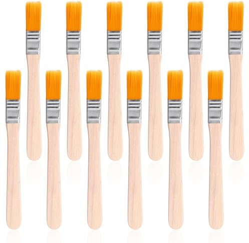 12 pennelli piccoli da 1/2 pollici, pennello per bordi, piccoli pennelli con setole morbide con manico in legno, pennelli per ritoccare pareti, armadi, recinzioni, strumenti per pittura sui bordi