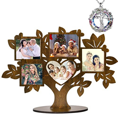 Cornice Portafoto Albero della Vita in Legno Porta Foto Multiplo da Tavolo Cornici Multiple Idee Regalo per Anniversario Fidanzato Mamma San Valentino Regali Fidanzata Idea Cornice Cuore da Tavola