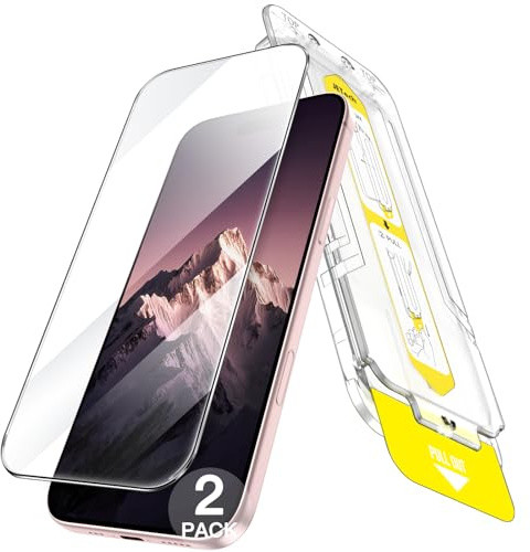 JETech Skärmskydd för iPhone 15, 2-Pack | Heltäckande Härdat Glas, 10-Sekunders Installation med Inriktningsbricka, Bubbelfri, HD-Klar
