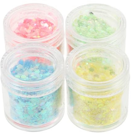 Anneome Metallisch schillernde Glitzer-Pailletten 4 Flaschen Nailart-Glitzer-Pailletten für selbstgemachte Maniküre-Dekorationen