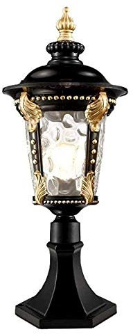 Farol de poste de cristal de piedra de metal de aluminio negro Victoria europeo Lámparas de estigma impermeables al aire libre tradicionales Lámpara de columna a prueba de herrumbre IP33 De