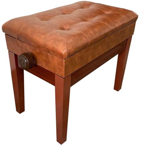 Taburete de piano de cuero de primera calidad con almacenamiento, ideal para interpretaciones musicales y práctica, elegante banco de piano para adultos, cómodo y elegante (color: A)
