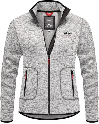 REPUBLIX Herren Fleecejacke Strickfleece Sweatjacke Männer Pullover Hoodie RD-029 Grau XXL