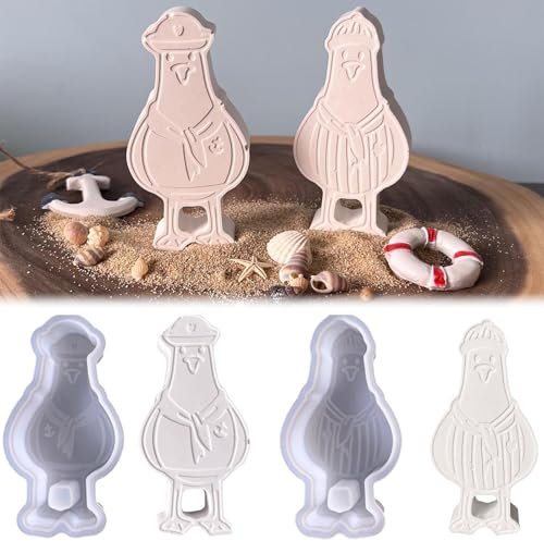 2 Stück Möwe Silikonformen Gießformen WISIRENT, Möwe Gießformen Möwen-Silikonform, Silikonform Tiere Gießform Sommer, Möwe Dekoration Gipsform Diy Silikonformen für Kerzen Gips