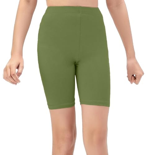 NetSetUK Girls Kids Cycling Shorts Plain Strechy Sports Dance School P.E Gym Summer Girls' Shorts Pants for Activewear Khaki