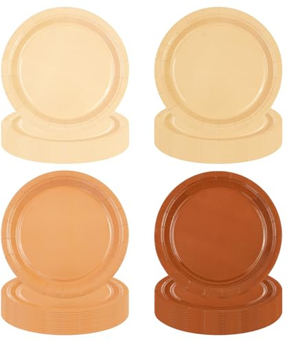 EVYIENEN 48 piatti di carta marrone, per feste di compleanno dei bambini, piatti usa e getta, per laurea, baby shower, matrimoni, buffet, festività (23 cm)
