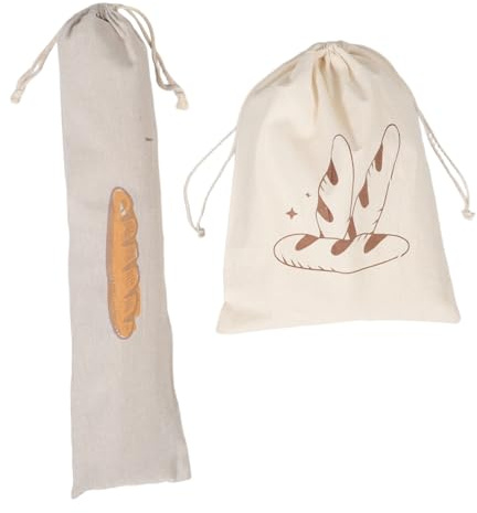 Homoyoyo 2 Piezas Pan De Lino Almacenamiento De Pan Reutilizables para y Pasteles con Laços para Baguettes y
