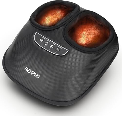 RENPHO Foot Massager Machine with Heat, Shiatsu Deep Kneading Foot Massage, 3 Air Compression Modes & Levels, Electric Foot Massager for Tired Feet, Plantar Fasciitis, for Women & Men Size up to UK 12