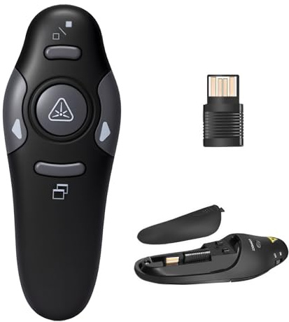 Presentation Clicker 328FT Wireless Presenter Remote Control PowerPoint Clicker 2.4GHz USB Slide Advancer Infrared Laser Pointer Office PPT Flip Pen for PowerPoint Keynote Windows Mac PC Laptop