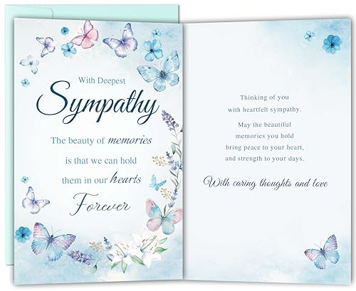 Bewoow Sympathy Card for Loss of Loved One, Heartfelt Condolence Card, Comforting Bereavement Greeting for Family Friends, Deepest Sympathy Gift Cards with envelopes