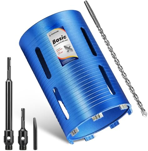 DaduoRi 152mm x 240mm Long Core Drill Bit Set with 240mm,110mm SDS Plus Adaptor & Centre Pilot Bit,Diamond Core Drill Set for Brick Block Masonry Stone,1/2 BSP Thread(For hole 150 mm)