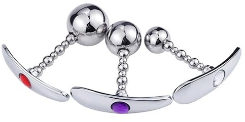 WEJFHBCOV Godemiché anal en métal avec base en cristal, disponible en 3 tailles, godemiché anal rond et lisse, jouet sexuel for femmes et couples(Moon,M)