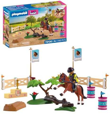 Playmobil | I Love Horses | Show Jumping Course | Obstacle course with natural obstacles, winners’ podium and horse accessories | For children aged 4 and up | 72130