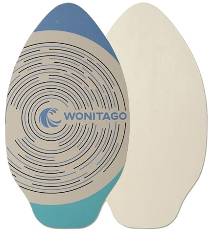LINGVUM Skimboard with EVA Grip Pad and High Gloss Clear Coat, Wooden Skim Boards for Kids Young and Adults, 35 in, Blue&Teal