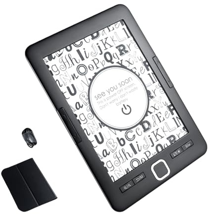 Dcaknri Lettore portatile di e-book con luce frontale che riduce la luce blu di piccole dimensioni per una lettura confortevole Lettore leggero di luce anteriore del corpo