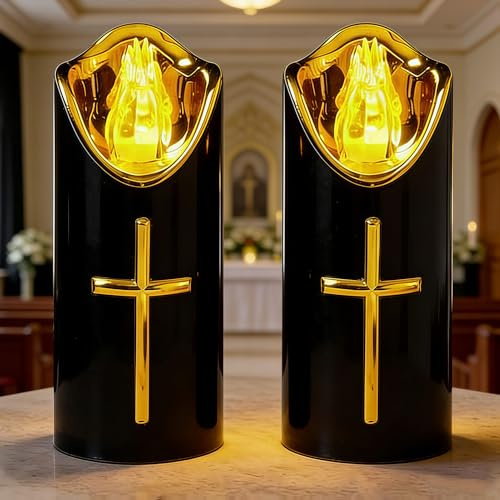 2 PCS Candela Funeraria a LED, Lumino Elettrico a LED, Lumino cimitero