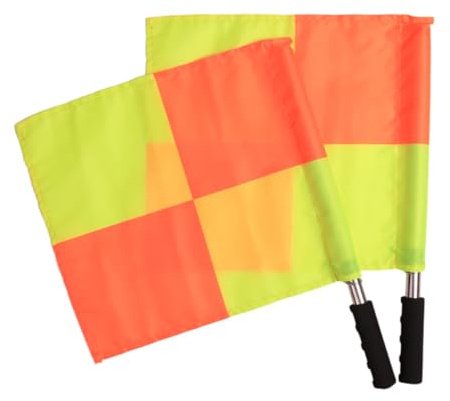 HANABASS 2 Pièces Drapeaux de Juge de Ligne Sport Coupe du Monde, Arbitre de Drapeaux de Football en Polyester Motif à Grands Carreaux, Accessoires Football pour Matches et Plusieurs styles