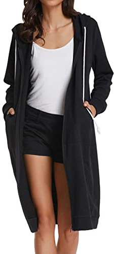 GRACE KARIN Ladies Tunic Sweatshirt Hooded Sweater Dress Black Size M CL612-1