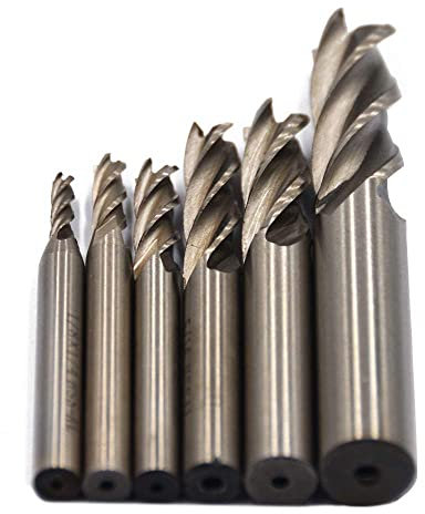 Oudtinz 1/8 3/16 1/4 5/16 3/8 1/2high Speed Steel HSS 4 Flute Straight End Mill Cutter Set of 6