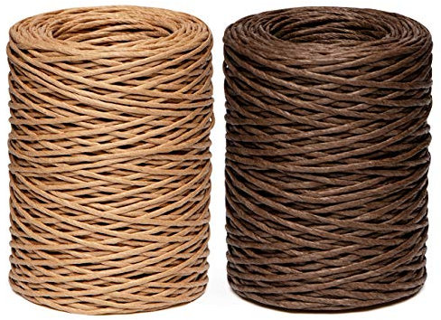 ABSOFINE 2 x100m Papierkordel Papierdraht Ø2mm Natur Dekodraht Blumendraht Rankendraht zum Hochzeitsstrauß Verpackung Basteln Floristik Blumengesteck Werkzeuge (Braun & Kraftpapier Farbe)