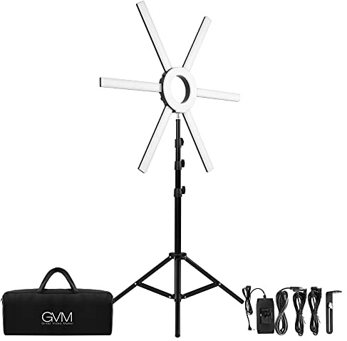 GVM Ring Light Kit with Tripod, 90W LED Circle Light with Detachable Light Bars Adjustable 3200K~5600K CRI 97+ Dimmable Bicolor LED Video Light for YouTube/Makeup/Vlogs/Live Streaming