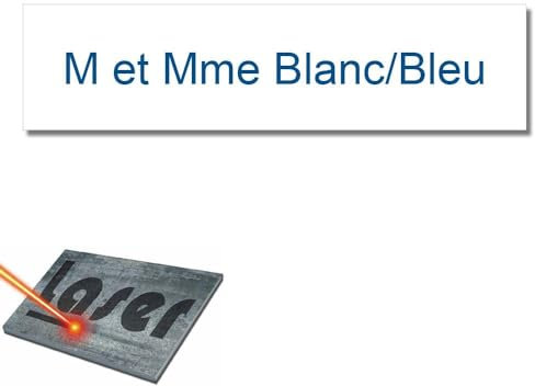 Mygoodprice - Placa grabada para timbre interfono autoadhesivo, 6 x 1,5 cm, personalizable, 1 a 2 líneas, color blanco y azul