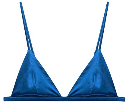 SilRiver Soutien-Gorge en Soie Sans Fil - Triangle Avec Satin Lisse - Féminin et Fonctionnel Sans Armatures (Pour Bonnets A-C) - Bleu - 86 cm