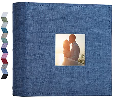Vienrose Photo Albums 6x4 (15x10 cm) 200 Pockets Linen Cover with Memo Spaces Photobook Large Capacity Pictures Album Memory Book for Wedding, Family, Baby, Holidays, Special Occasions, Blue