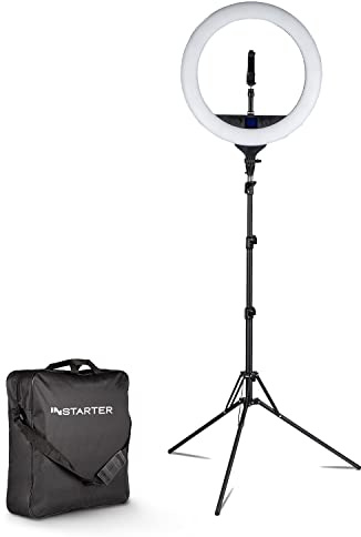 Instarter RGB Anneau Lumineux sur Pied Noir 180° Ring Light Bicolore 61 W Lampe LED Circulaire Éclairage annulaire Support Smartphone Youtube Live Stream Maquillage