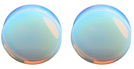 2 PCS Gauge Opal Ear Plugs Piercing Jewelry Set Double Flare Saddle Stretching Gages Tunnels Expander 5mm