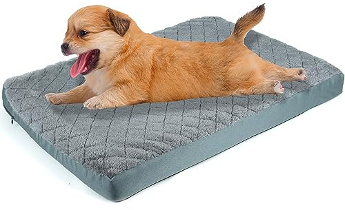 ZENO Dog Bed 75 x 50CM | Washable Dog Bed with Removable Cover | Soft Memory Foam Dog Mattress for Small, Medium & Large Dogs | Calming Puppy Bed with Non Slip Base | Durable Pet Cushion | Grey