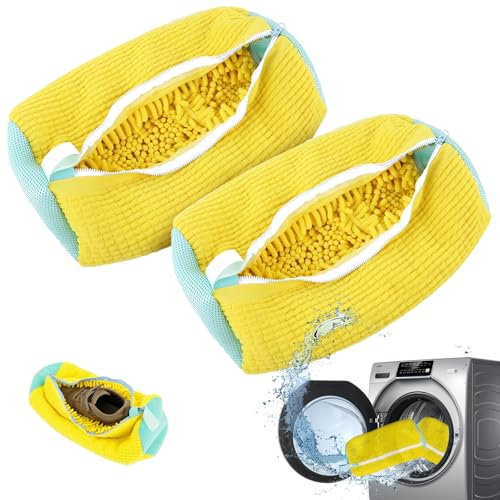 Shoe washing machine bag neaker Cleaning shoe dryer Laundry shoe bag ，Reusable,Shoe washing bag for washing machine and dryer (Yellow 2PCS)