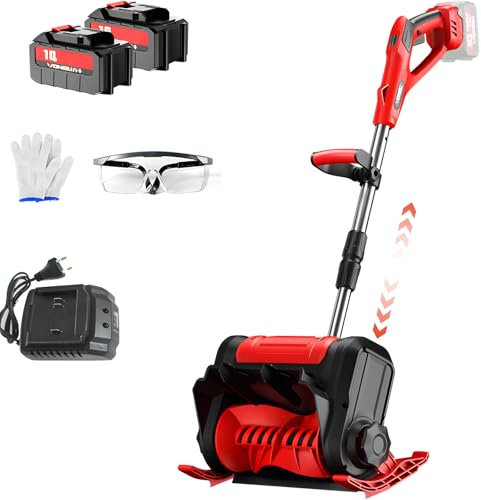 RIDEONMOP Pala da Neve a Batteria da 20 V, spazzaneve Elettrico da 12 Pollici con Impugnatura Anteriore Regolabile e Asta telescopica, spazzaneve con Caricatore rapido Incluso,3ah×2