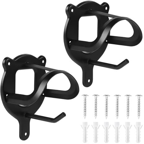 SUPAWAY 2 Stück Trensenhalter Pferd, Zaumzeughalter Metall, Schwarz Pferdezaumhaken, Trense Pferdehalfter Aufhänger, Gertenhalter Pferd mit Expansionsröhrchen und Schrauben für Sattelkammer, Reitstall