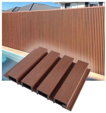 Decorative Privacy Fence Panels, Waterproof Acoustic Slats for Outdoor Soundproofing, Interlocking Deck Tiles for Garden and Pool Areas