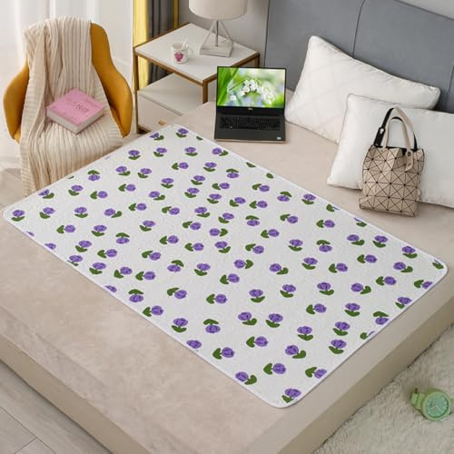 Hearda Traversa Letto Lavabile Anziani e Bambini, Traversa Assorbente Impermeabile per Incontinenza, Singolo Matrimoniale Coprimaterasso Morbide Traspirante Riutilizzabili (Tulipano,50x70cm)
