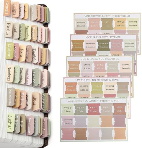 75 Pcs Bible tabs for Women, Bible Divider tabs Index Stickers with Blank Laminated Tab for Old and New Testament Studying (Color:Retro)