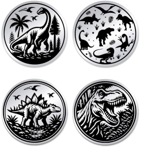 UNICRAFTALE 2Pc Stainless Steel Double Sided Decision Dinosaur Challenge Coins 2 Styles Dinosaur Tobriety Chip AA Coins and Medallions Token Sobriety Gifts for Men Women