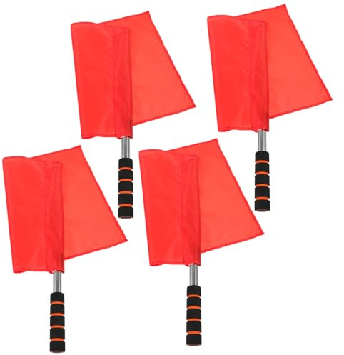 JUMPLAWN 4 Pezzi Bandiera Arbitro Segnale Manico Antiscivolo in Spugna e Asta Acciaio Inossidabile per Partite di Corsa e Calcio Outdoor