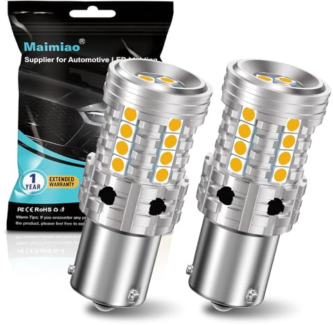 UPXSXT 2 piezas de bombillas LED 1156 ámbar, 7507 BAU15S Py21w Bombilla LED Canbus sin error Anti Hyper Flash Bombilla de repuesto para intermitente LED Super luminosa 12V-24V 27SMD 28W 4000LM