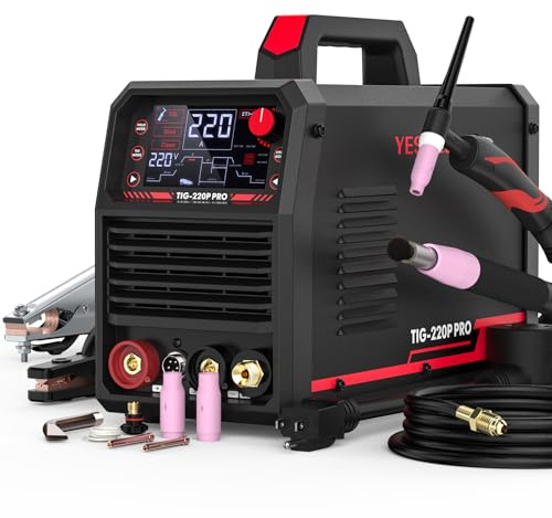 YESWELDER 220A TIG Welder 5 In 1 with Pulse, 110V/220V Dual Voltage STICK/DC TIG/PULSE TIG/COLD SPOT TIG/WELD CLEAN MODE with HF Start, Auto Post-Gas, Foot Pedal Interface