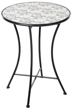 Beliani Table de Bistrot de Jardin en Métal Fer Forgé Plateau en Mosaïque Céramique Noir Collio