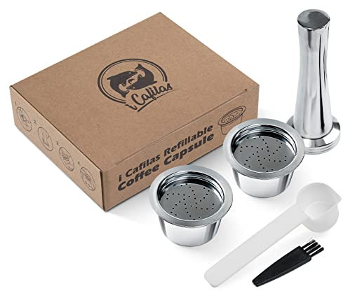 i Cafilas Wiederverwendbare Kaffeekapseln, Filterbecher für Kaffeemaschine, 1 Box mit Kaffeekapseln, Tamper Pinsel und Kaffeelöffel, kompatibel mit Kfee/Caffitaly/Tchibo (Kapsel + Tamper)
