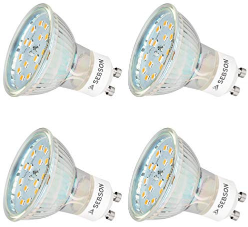 SEBSON Bombilla LED GU10 5W Equivalente a 35W - 420 Lúmenes Blanco Cálido 3000K No Regulable - Angulo de Haz 110° - Bombilla Spot LED 230V - Juego de 4